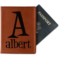 Name & Initial Passport Holder - Faux Leather - Single-Sided (Personalized)