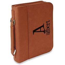 Name & Initial Leatherette Bible Cover with Handle & Zipper - Large - Double-Sided (Personalized)