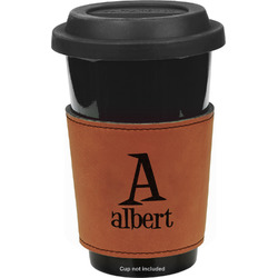 Name & Initial Leatherette Cup Sleeve - Double-Sided (Personalized)