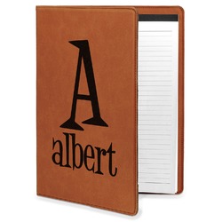 Name & Initial Leatherette Portfolio with Notepad - Large - Double-Sided (Personalized)