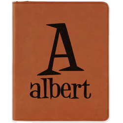 Name & Initial Leatherette Zipper Portfolio with Notepad - Double-Sided (Personalized)