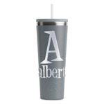 Name & Initial RTIC Everyday Tumbler with Straw - 28oz - Grey - Single-Sided (Personalized)