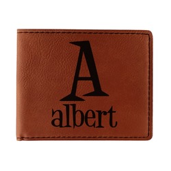 Name & Initial Leatherette Bifold Wallet - Single-Sided (Personalized)