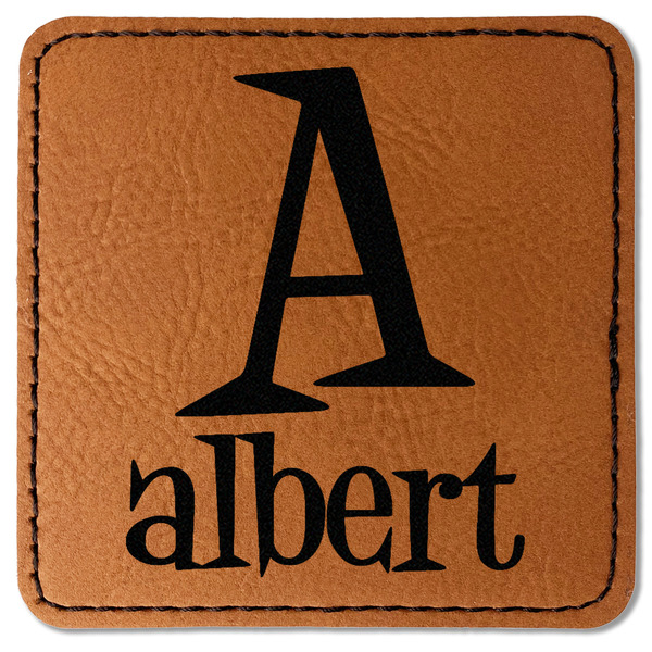 Custom Name & Initial Faux Leather Iron On Patch - Square (Personalized)