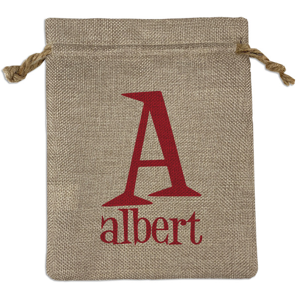 Custom Name & Initial Burlap Gift Bag - Medium - Single-Sided (Personalized)