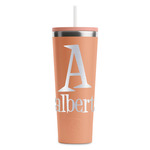 Name & Initial RTIC Everyday Tumbler with Straw - 28oz - Peach - Single-Sided (Personalized)