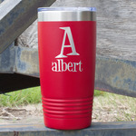 Name & Initial 20 oz Stainless Steel Tumbler - Red - Double-Sided (Personalized)