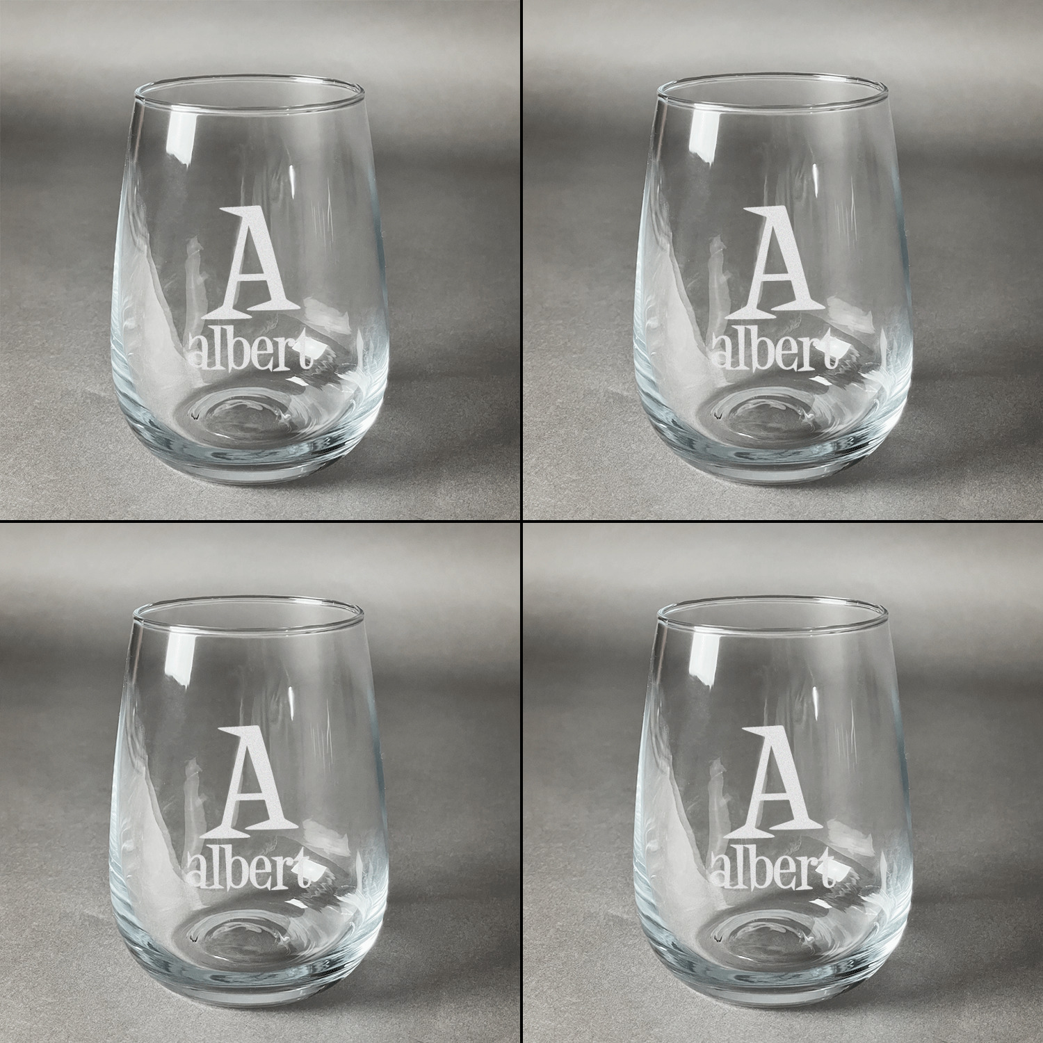 Name & Initial (Girly) Design Custom Wine Glass - Laser Engraved