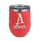 Name & Initial Stainless Wine Tumblers - Coral - Double Sided - Front