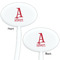 Name & Initial White Plastic 7" Stir Stick - Double Sided - Oval - Front & Back