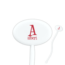 Name & Initial 7" Oval Plastic Stir Sticks - White - Double-Sided (Personalized)