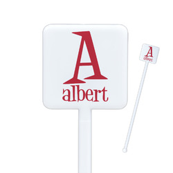 Name & Initial Square Plastic Stir Sticks - Single-Sided (Personalized)