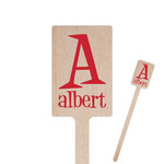 Name & Initial 6.25" Rectangle Wooden Stir Sticks - Double-Sided (Personalized)