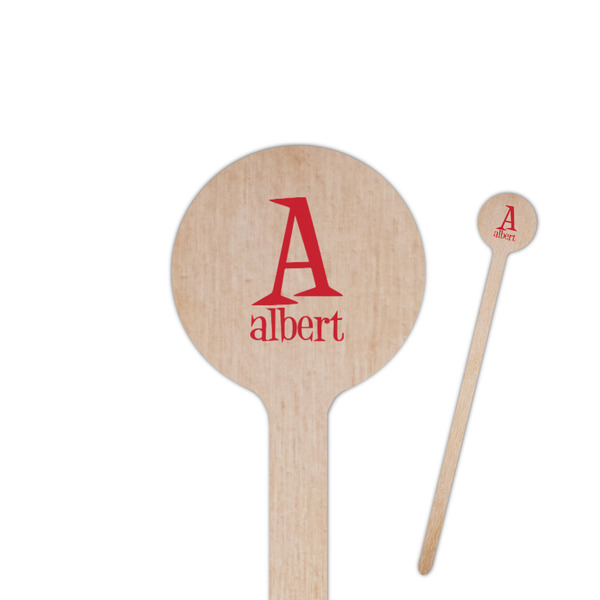 Custom Name & Initial 7.5" Round Wooden Stir Sticks - Single-Sided (Personalized)