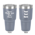 Multiline Text 30 oz Stainless Steel Tumbler - Grey - Double-Sided (Personalized)