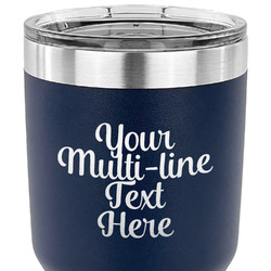 Multiline Text 30 oz Stainless Steel Tumbler - Navy - Double-Sided (Personalized)