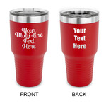 Multiline Text 30 oz Stainless Steel Tumbler - Red - Double-Sided (Personalized)