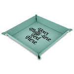 Multiline Text Faux Leather Dice Tray - 9" x 9"  - Teal (Personalized)