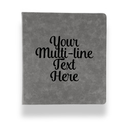 Multiline Text Leather Binder - 1" - Grey (Personalized)