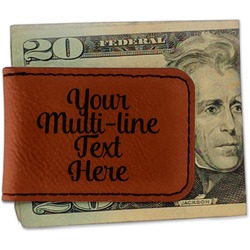 Multiline Text Leatherette Magnetic Money Clip - Double-Sided (Personalized)