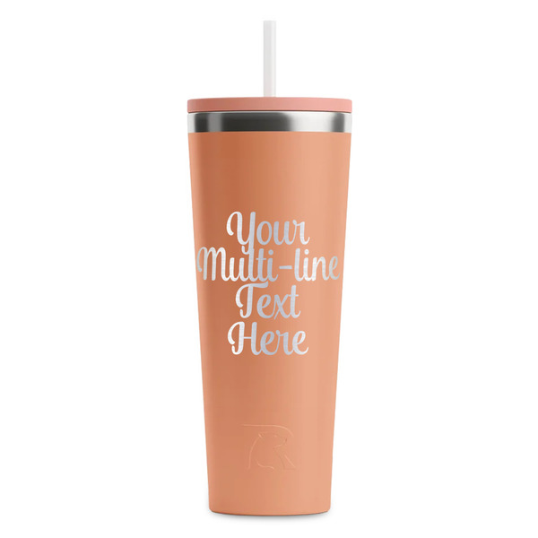 Custom Multiline Text RTIC Everyday Tumbler with Straw - 28oz - Peach - Single-Sided (Personalized)