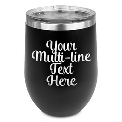 Multiline Text Stemless Stainless Steel Wine Tumbler - Black - Single-Sided (Personalized)