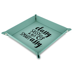 Sassy Quotes Faux Leather Dice Tray - 9" x 9"  - Teal