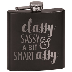 Sassy Quotes Black Flask Set