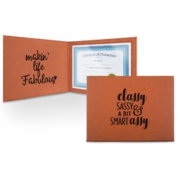 Sassy Quotes Leatherette Certificate Holder - Front and Inside