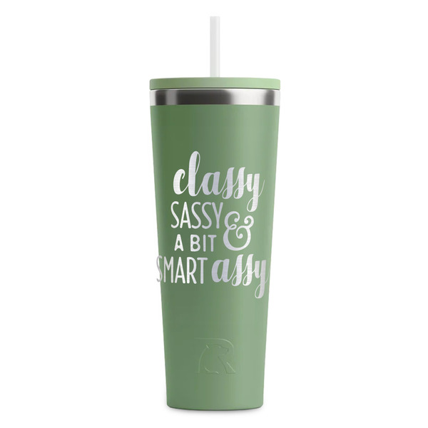 Custom Sassy Quotes RTIC Everyday Tumbler with Straw - 28oz - Light Green - Double-Sided