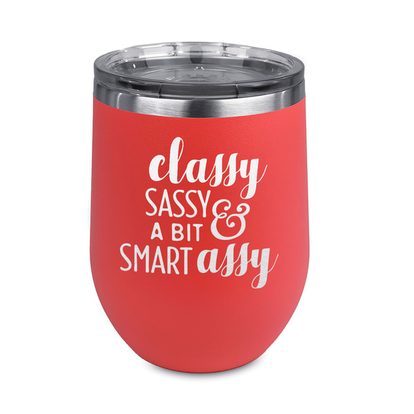 Custom Sassy Quotes Stemless Stainless Steel Wine Tumbler - Coral - Double Sided