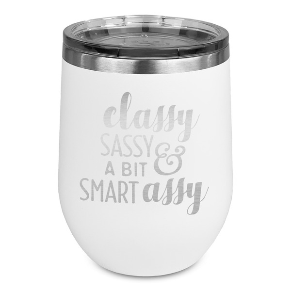 Custom Sassy Quotes Stemless Stainless Steel Wine Tumbler - White - Double Sided