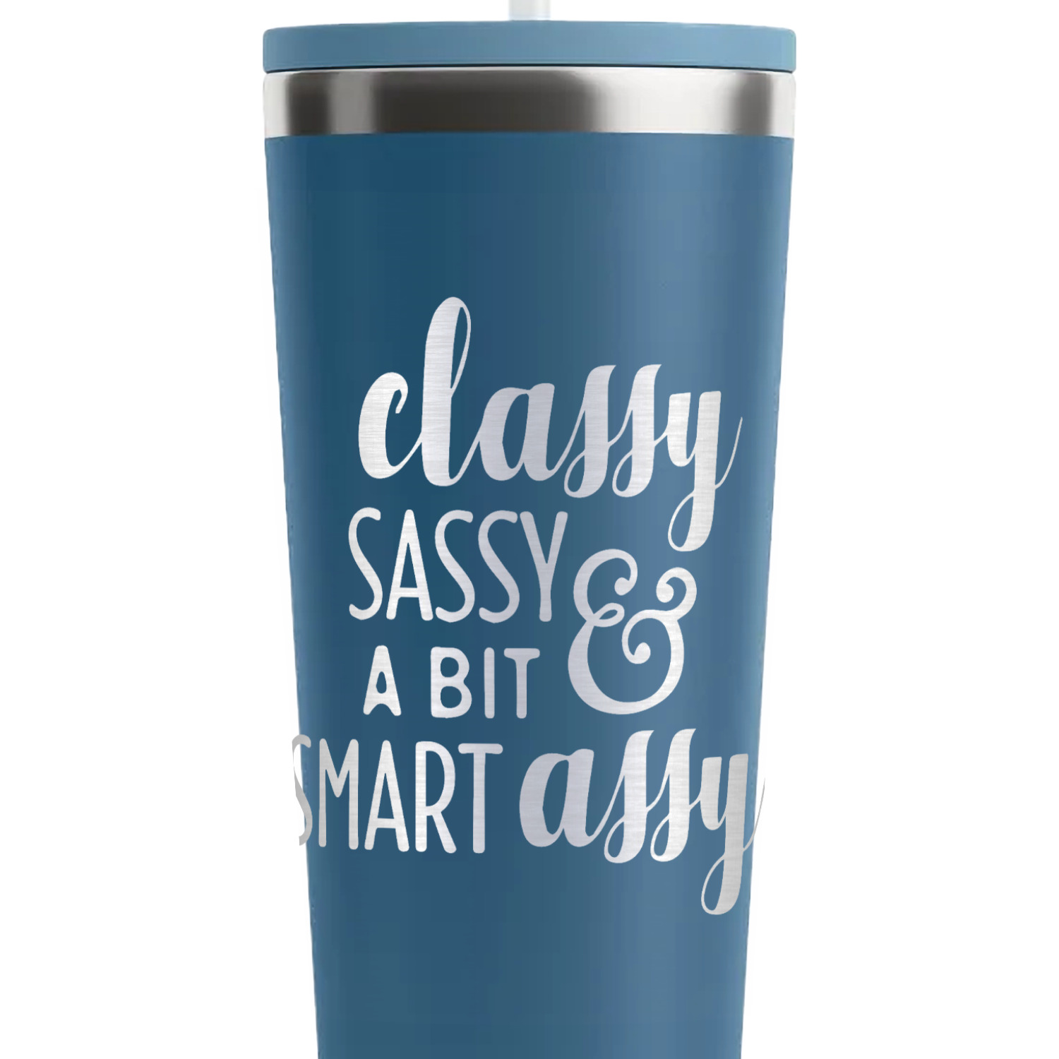 Sassy since birth glass tumbler with straw