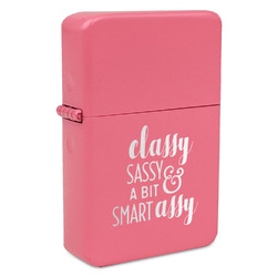 Sassy Quotes Windproof Lighter - Pink - Double Sided & Lid Engraved