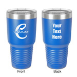 Name & Initial (Girly) 30 oz Stainless Steel Tumbler - Royal Blue - Double-Sided (Personalized)