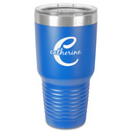 Name & Initial (Girly) 30 oz Stainless Steel Tumbler - Royal Blue - Single-Sided (Personalized)