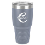 Name & Initial (Girly) 30 oz Stainless Steel Tumbler - Grey - Single-Sided (Personalized)