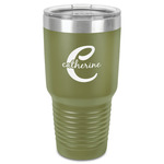 Name & Initial (Girly) 30 oz Stainless Steel Tumbler - Olive - Single-Sided (Personalized)