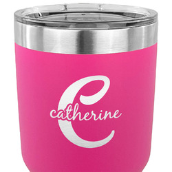 Name & Initial (Girly) 30 oz Stainless Steel Tumbler - Pink - Double Sided (Personalized)