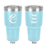 Name & Initial (Girly) 30 oz Stainless Steel Tumbler - Teal - Double-Sided (Personalized)