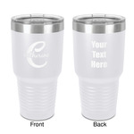 Name & Initial (Girly) 30 oz Stainless Steel Tumbler - White - Double-Sided (Personalized)