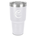 Name & Initial (Girly) 30 oz Stainless Steel Tumbler - White - Single-Sided (Personalized)