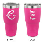 Name & Initial (Girly) 30 oz Stainless Steel Tumbler - Pink - Double Sided (Personalized)