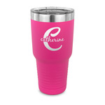 Name & Initial (Girly) 30 oz Stainless Steel Tumbler - Pink - Single Sided (Personalized)