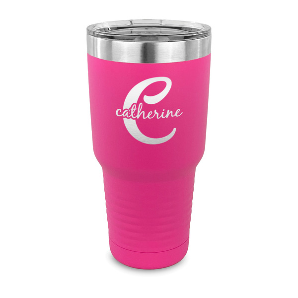 Custom Name & Initial (Girly) 30 oz Stainless Steel Tumbler - Pink - Single Sided (Personalized)