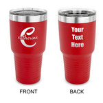 Name & Initial (Girly) 30 oz Stainless Steel Tumbler - Red - Double Sided (Personalized)