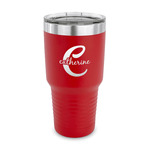 Name & Initial (Girly) 30 oz Stainless Steel Tumbler - Red - Single Sided (Personalized)