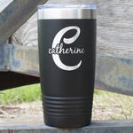 Name & Initial (Girly) 20 oz Stainless Steel Tumbler - Black - Double Sided (Personalized)