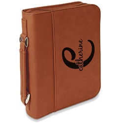 Name & Initial (Girly) Leatherette Bible Cover with Handle & Zipper - Large- Single Sided (Personalized)