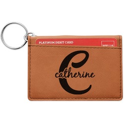 Name & Initial (Girly) Leatherette Keychain ID Holder - Double Sided (Personalized)